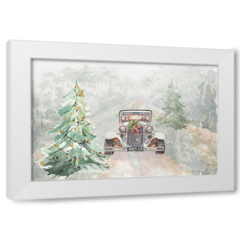 Old Time Road at Christmas White Modern Wood Framed Art Print by Pinto, Patricia