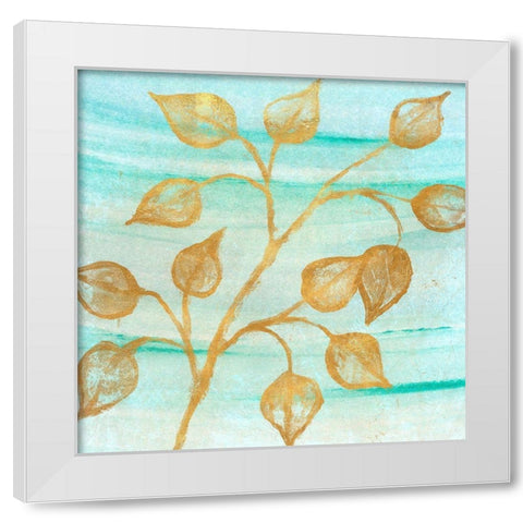 Gold Moment of Nature on Teal I White Modern Wood Framed Art Print by Marcon, Michael