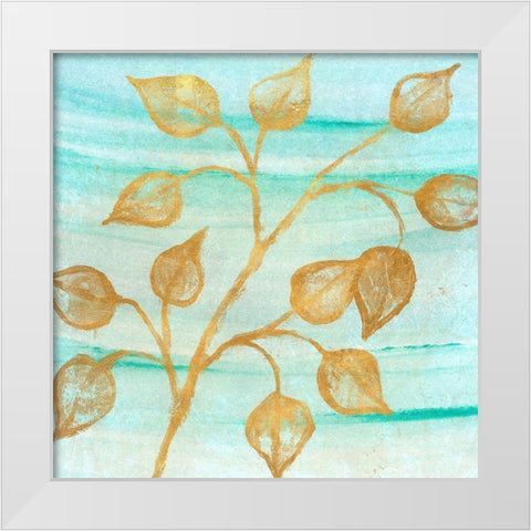 Gold Moment of Nature on Teal I White Modern Wood Framed Art Print by Marcon, Michael