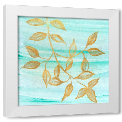 Gold Moment of Nature on Teal II White Modern Wood Framed Art Print by Marcon, Michael