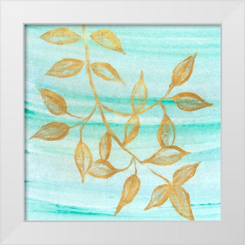 Gold Moment of Nature on Teal II White Modern Wood Framed Art Print by Marcon, Michael