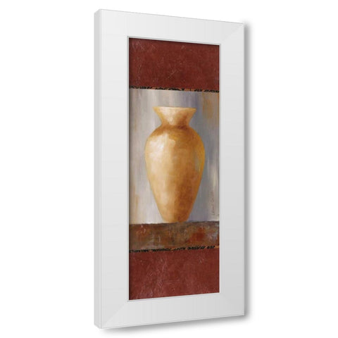 Rustic Gold Flower Vase I White Modern Wood Framed Art Print by Loreth, Lanie