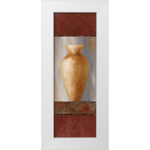 Rustic Gold Flower Vase I White Modern Wood Framed Art Print by Loreth, Lanie