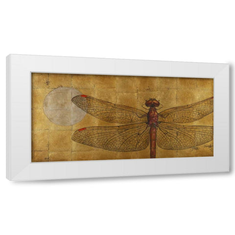 Dragonfly on Gold White Modern Wood Framed Art Print by Pinto, Patricia