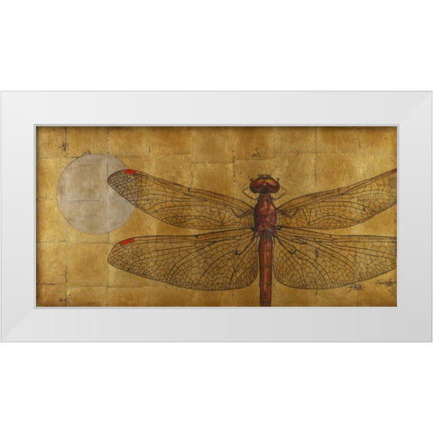 Dragonfly on Gold White Modern Wood Framed Art Print by Pinto, Patricia