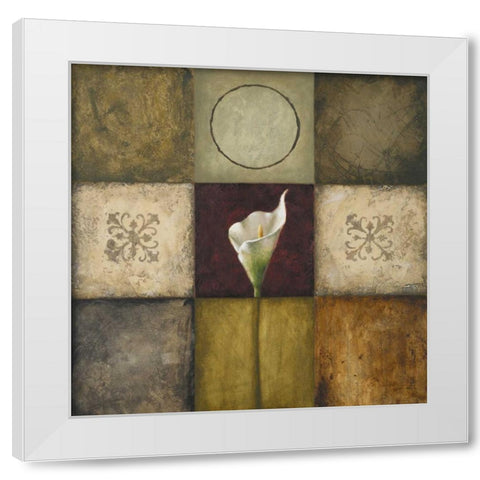 Flourish I White Modern Wood Framed Art Print by Marcon, Michael