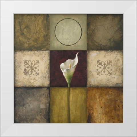 Flourish I White Modern Wood Framed Art Print by Marcon, Michael