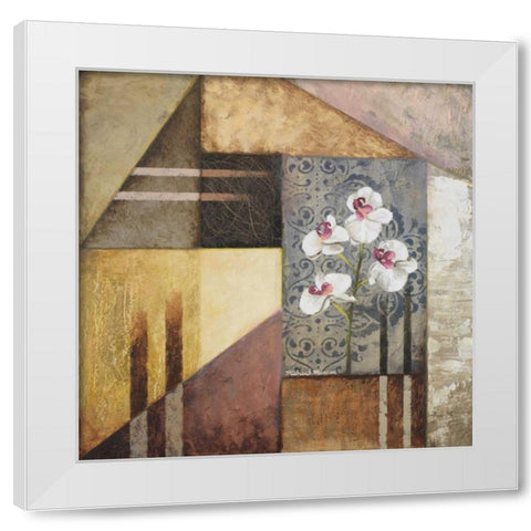 Orchids and Shapes I White Modern Wood Framed Art Print by Marcon, Michael