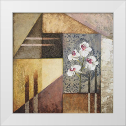 Orchids and Shapes I White Modern Wood Framed Art Print by Marcon, Michael
