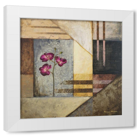 Orchids and Shapes II White Modern Wood Framed Art Print by Marcon, Michael