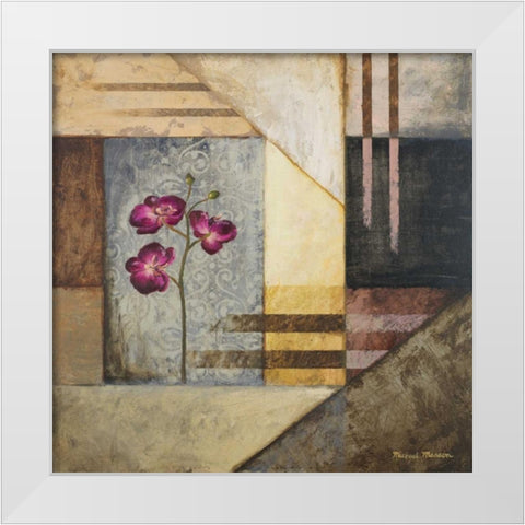 Orchids and Shapes II White Modern Wood Framed Art Print by Marcon, Michael