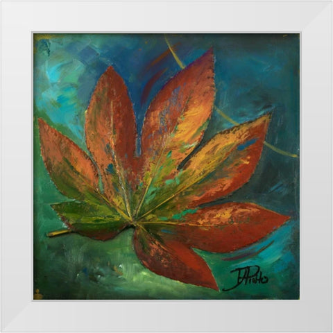Blue Leaf I White Modern Wood Framed Art Print by Pinto, Patricia
