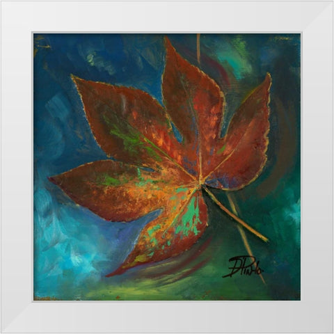 Blue Leaf II White Modern Wood Framed Art Print by Pinto, Patricia