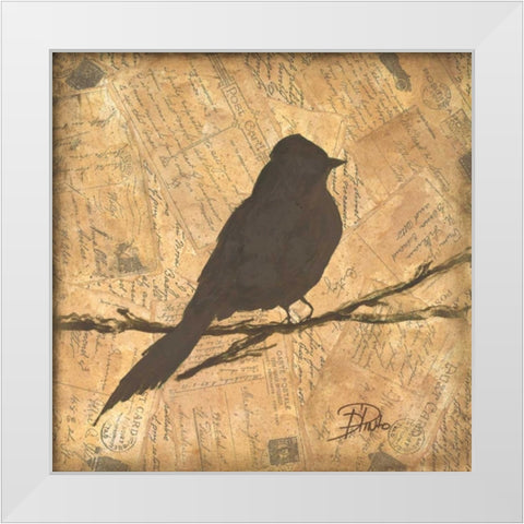Bird Silhouette I White Modern Wood Framed Art Print by Pinto, Patricia