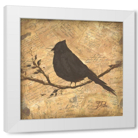 Bird Silhouette II White Modern Wood Framed Art Print by Pinto, Patricia