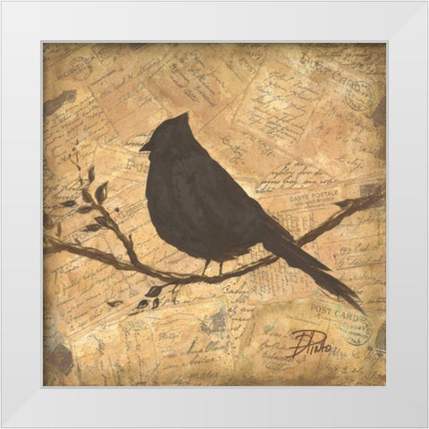 Bird Silhouette II White Modern Wood Framed Art Print by Pinto, Patricia