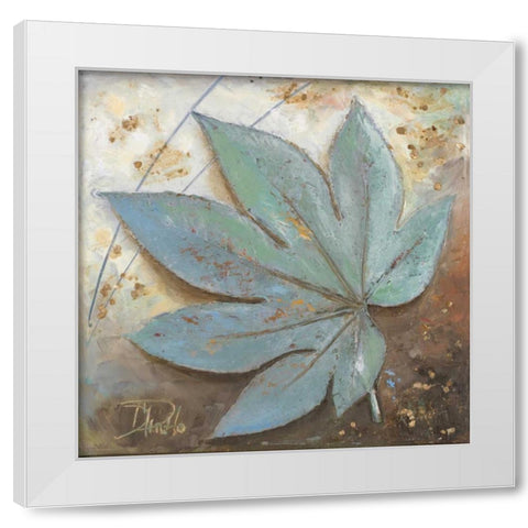 Turquoise Leaf I White Modern Wood Framed Art Print by Pinto, Patricia