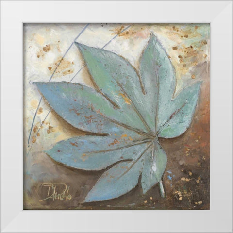 Turquoise Leaf I White Modern Wood Framed Art Print by Pinto, Patricia