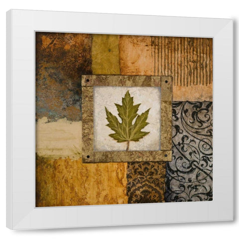 Fallen Leaf II - green White Modern Wood Framed Art Print by Marcon, Michael
