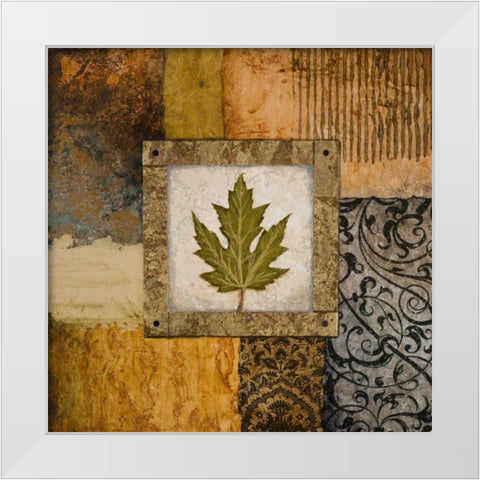 Fallen Leaf II - green White Modern Wood Framed Art Print by Marcon, Michael