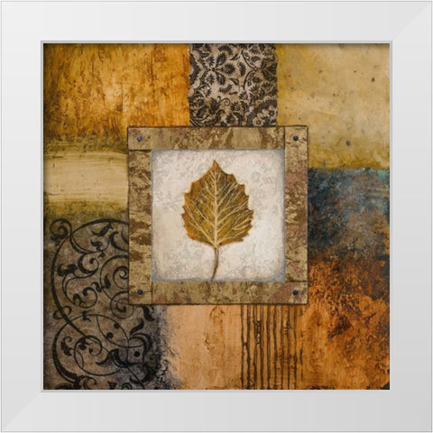 Fallen Leaf III - yellow White Modern Wood Framed Art Print by Marcon, Michael