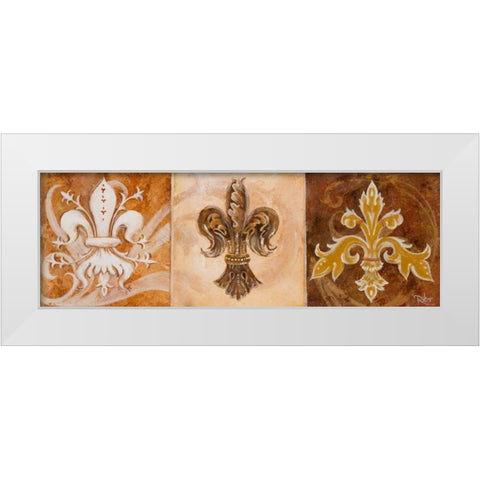 Fleur de Lis Trio White Modern Wood Framed Art Print by Riker, Thomas
