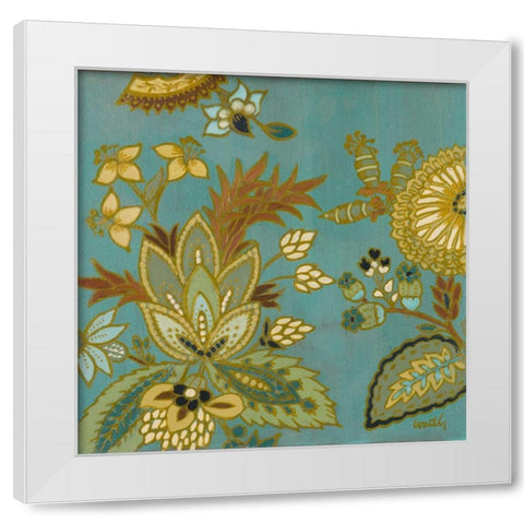 European Floral on Teal I White Modern Wood Framed Art Print by Loreth, Lanie