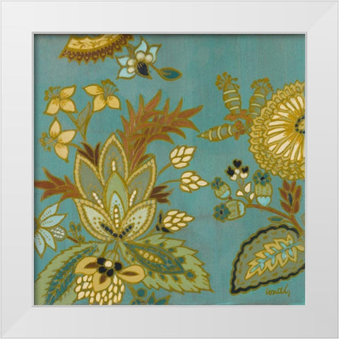 European Floral on Teal I White Modern Wood Framed Art Print by Loreth, Lanie