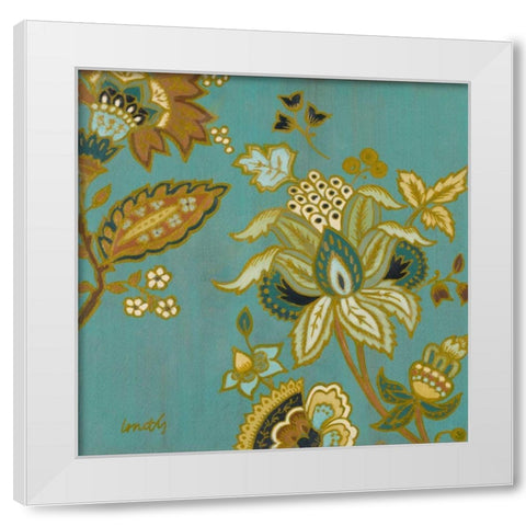 European Floral on Teal II White Modern Wood Framed Art Print by Loreth, Lanie