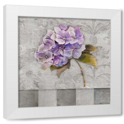 Hydrangeas and Stripes II White Modern Wood Framed Art Print by Pinto, Patricia