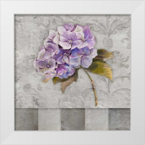 Hydrangeas and Stripes II White Modern Wood Framed Art Print by Pinto, Patricia