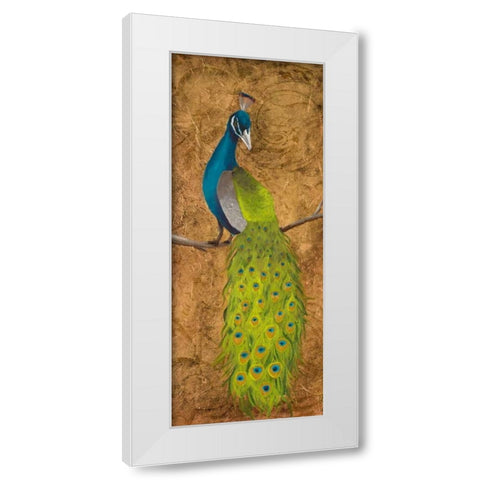 Peacocks II White Modern Wood Framed Art Print by Josefina