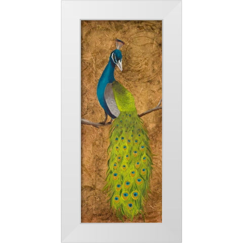 Peacocks II White Modern Wood Framed Art Print by Josefina