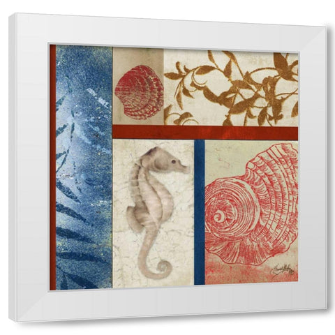 Nautical Surroundings Squares I White Modern Wood Framed Art Print by Medley, Elizabeth