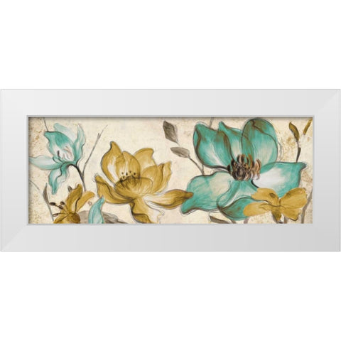 Whisper of Teal Panel II White Modern Wood Framed Art Print by Loreth, Lanie