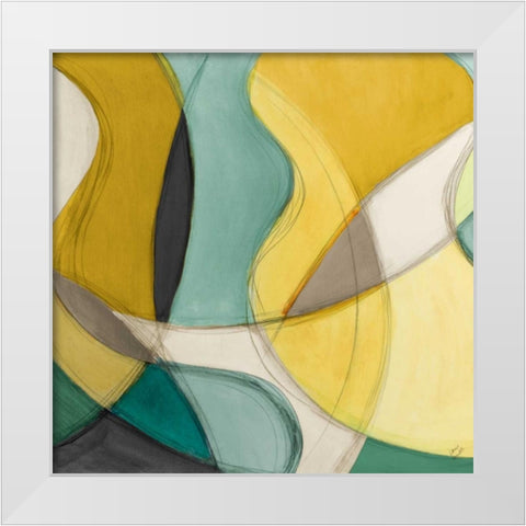 Curving Color Square I White Modern Wood Framed Art Print by Loreth, Lanie
