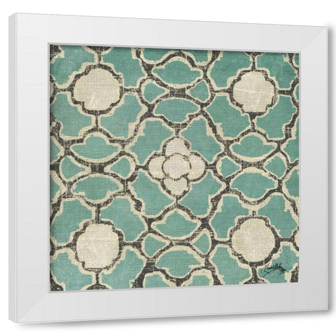 Turquoise Modele VII White Modern Wood Framed Art Print by Medley, Elizabeth