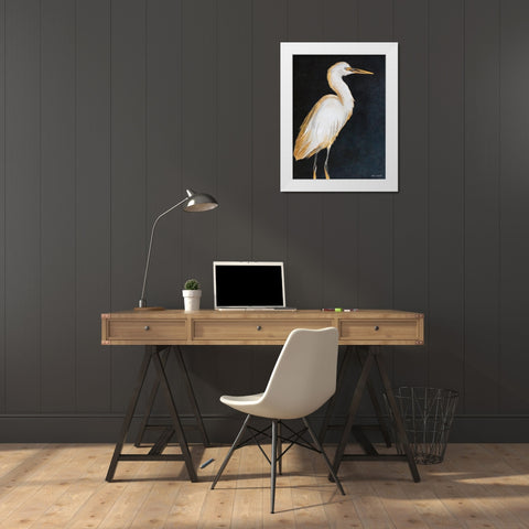 Elegant Heron I White Modern Wood Framed Art Print by Loreth, Lanie
