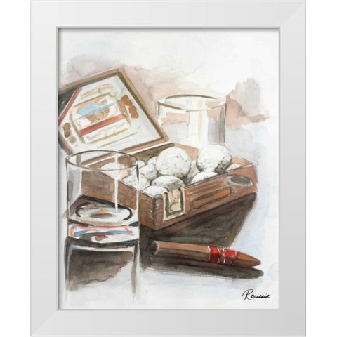 Box of Golf Balls White Modern Wood Framed Art Print by French-Roussia, Heather A.