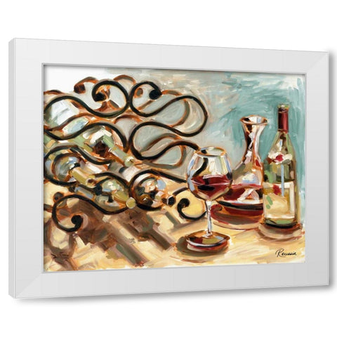 Decanter and Wine White Modern Wood Framed Art Print by French-Roussia, Heather A.