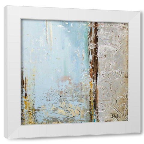 Blue Silver Square II White Modern Wood Framed Art Print by Pinto, Patricia