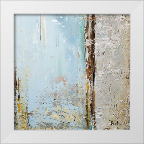 Blue Silver Square II White Modern Wood Framed Art Print by Pinto, Patricia