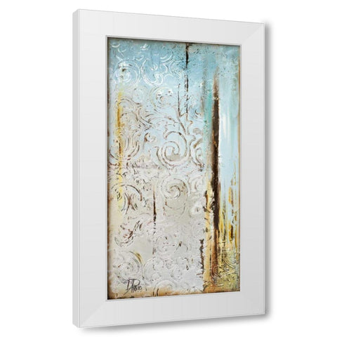 Blue Silver I White Modern Wood Framed Art Print by Pinto, Patricia