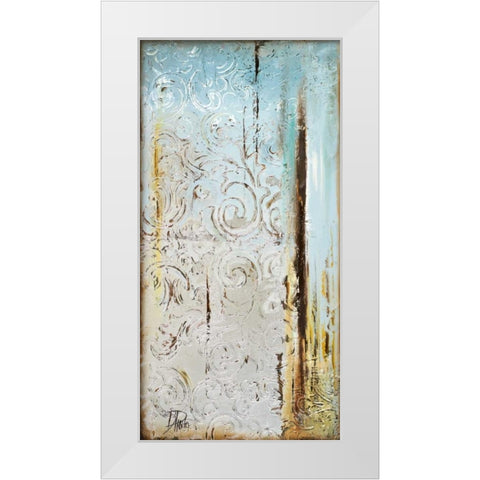 Blue Silver I White Modern Wood Framed Art Print by Pinto, Patricia