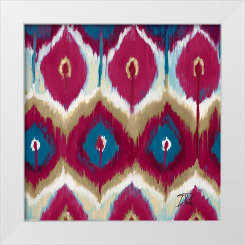 Red Tropical Ikat II White Modern Wood Framed Art Print by Pinto, Patricia