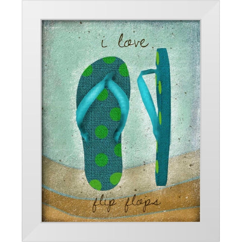 I Love Flip-flops White Modern Wood Framed Art Print by Albert, Beth
