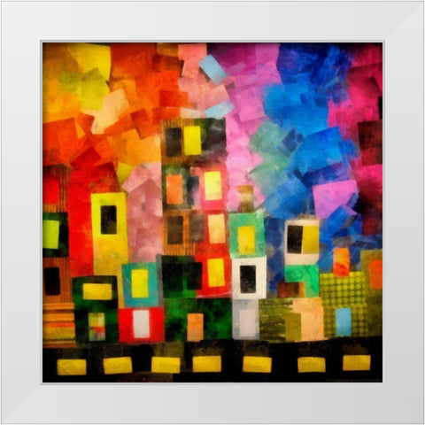 Night City White Modern Wood Framed Art Print by Calkins, Michelle
