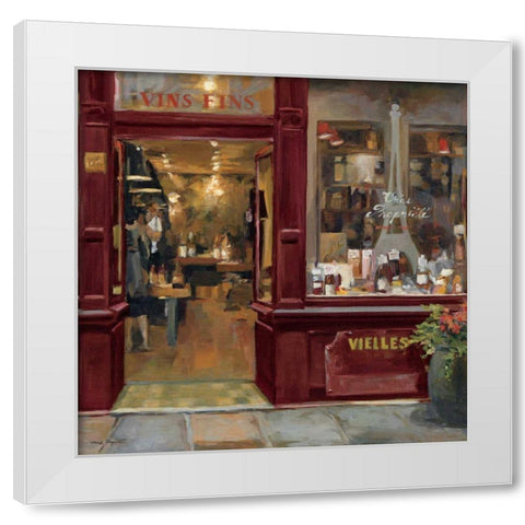 Parisian Wine Shop Red Crop White Modern Wood Framed Art Print by Hageman, Marilyn