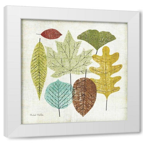 Woodland Leaves White Modern Wood Framed Art Print by Mullan, Michael