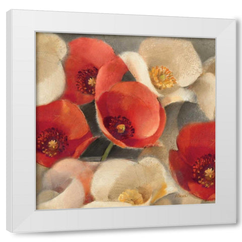 Poppies Bloom II White Modern Wood Framed Art Print by Hristova, Albena